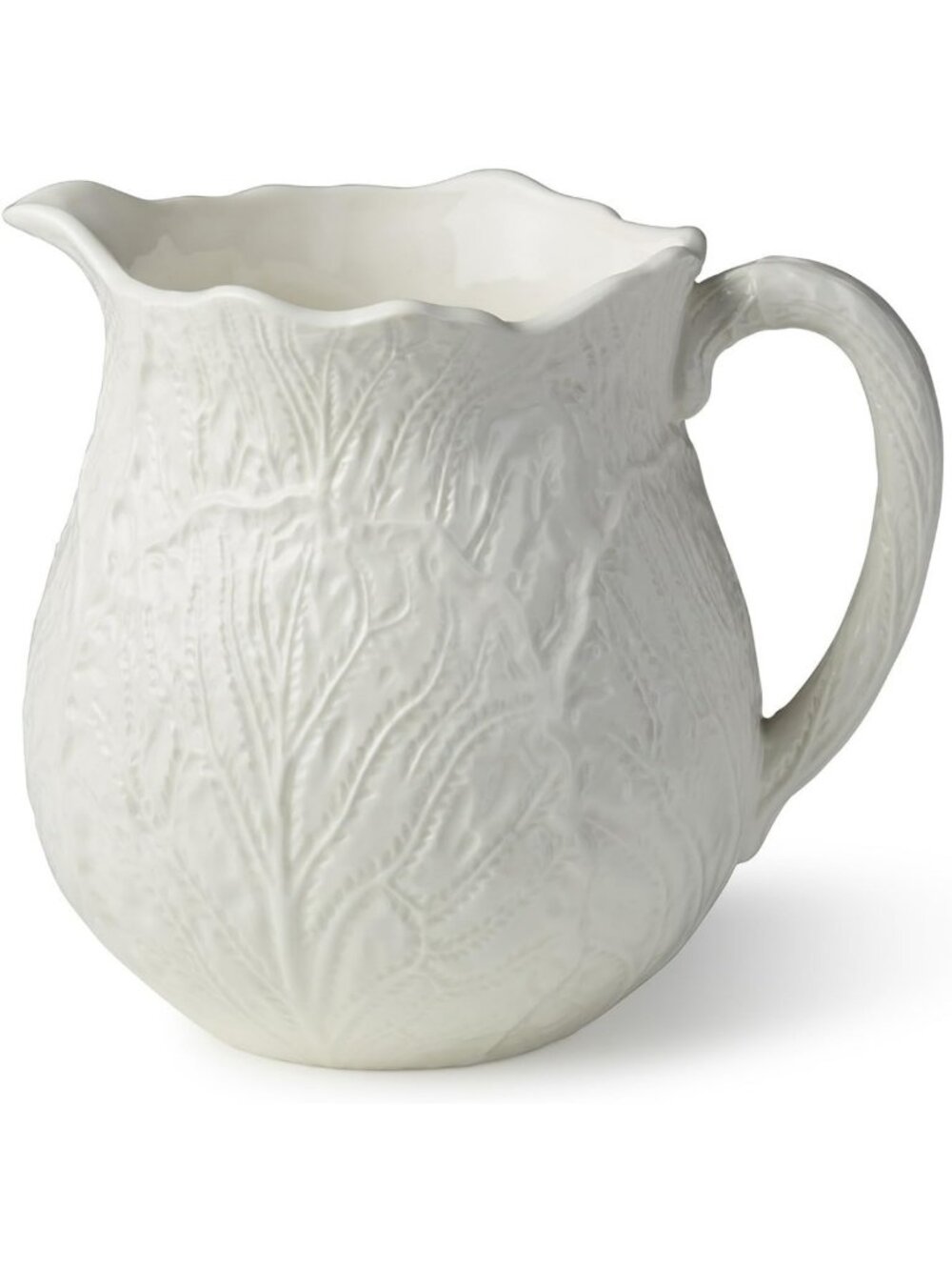 Elegant White 3-D Cabbage Pitcher - 96 oz Decorative Kitchenware